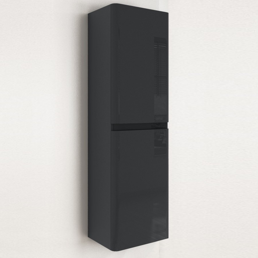 GRADE A1 - Dark Grey Wall Hung Tall Bathroom Cabinet 400mm - Pendle