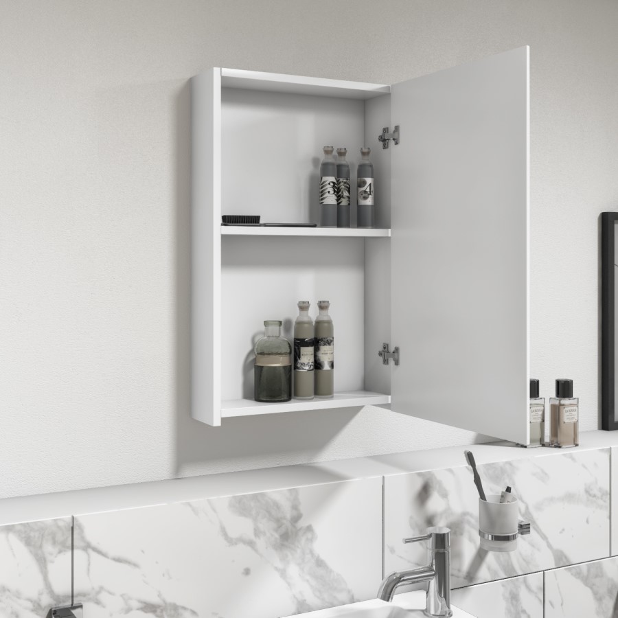 White Mirrored Bathroom Cabinet 400 x 650mm - Pendle