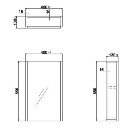 GRADE A1 - White Mirrored Wall Bathroom Cabinet 400 x 650mm - Pendle