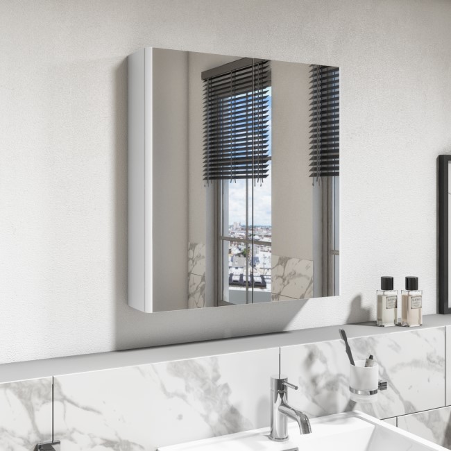Double Door White Mirrored Bathroom 600 x 650mm Pendle