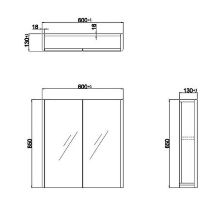GRADE A2 - Pendle White Mirrored Wall Bathroom Cabinet 600 x 650mm 