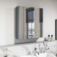 Double Door Light Grey Mirrored Bathroom Cabinet 600 x 650mm - Pendle Double Door Light Grey Mirrored Bathroom Cabinet 600 x 650mm - Pendle
