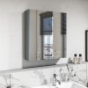 Double Door Light Grey Mirrored Bathroom Cabinet 600 x 650mm - Pendle