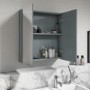 Double Door Light Grey Mirrored Bathroom Cabinet 600 x 650mm - Pendle
