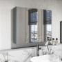 Triple Door Light Grey Mirrored Bathroom Cabinet 800 x 650mm - Pendle