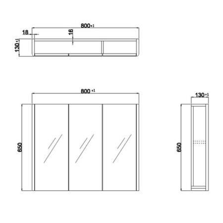 GRADE A1 - Light Grey Mirrored Wall Bathroom Cabinet 800 x 650mm - Pendle