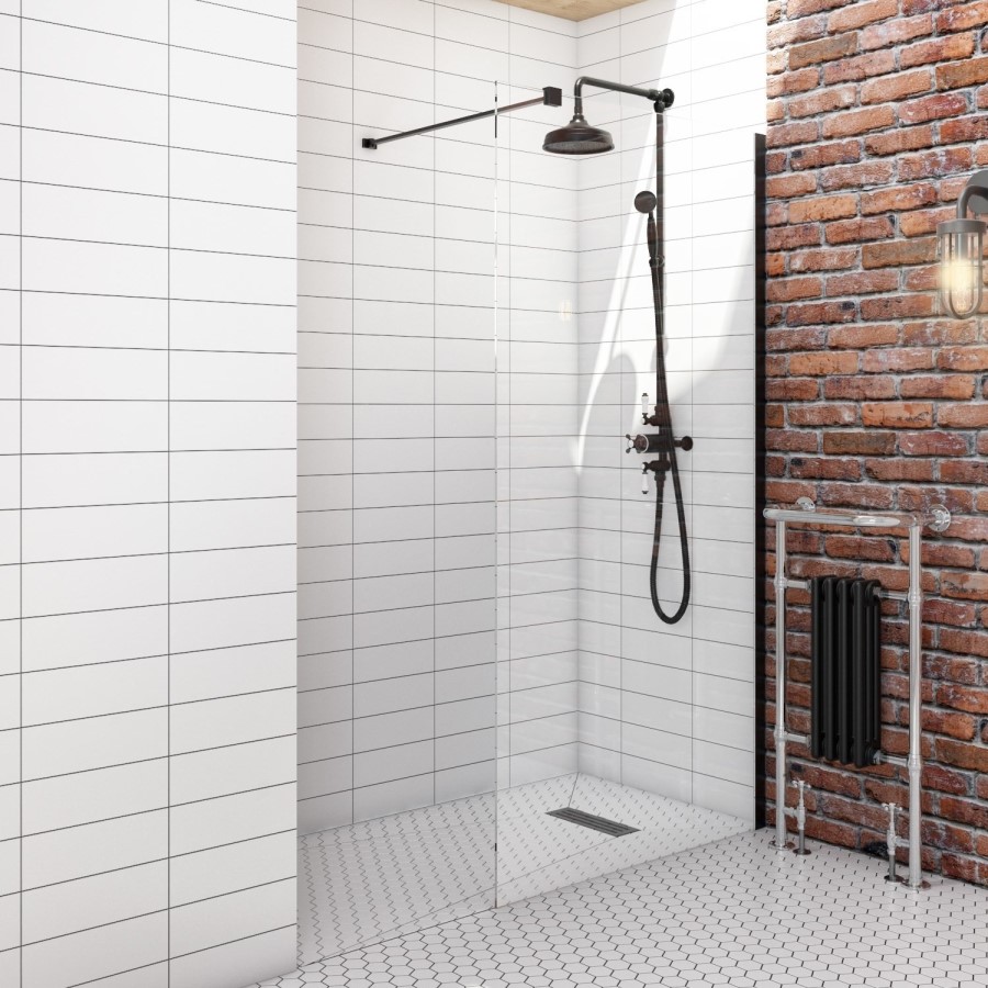 800mm Black Shower Screen for Wet Room & Walk In Shower – Corvus
