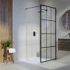 700mm Black Grid Framework Wet Room Shower Screen - Nova