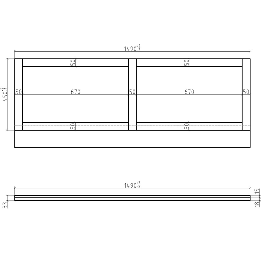 1500mm Wooden Matt White Front Bath Panel - Baxenden