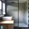 700mm Black Fluted Glass Wet Room Shower Screen - Volan