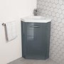 GRADE A2 - 400mm Grey Cloakroom Corner Vanity Unit & Basin - Apollo