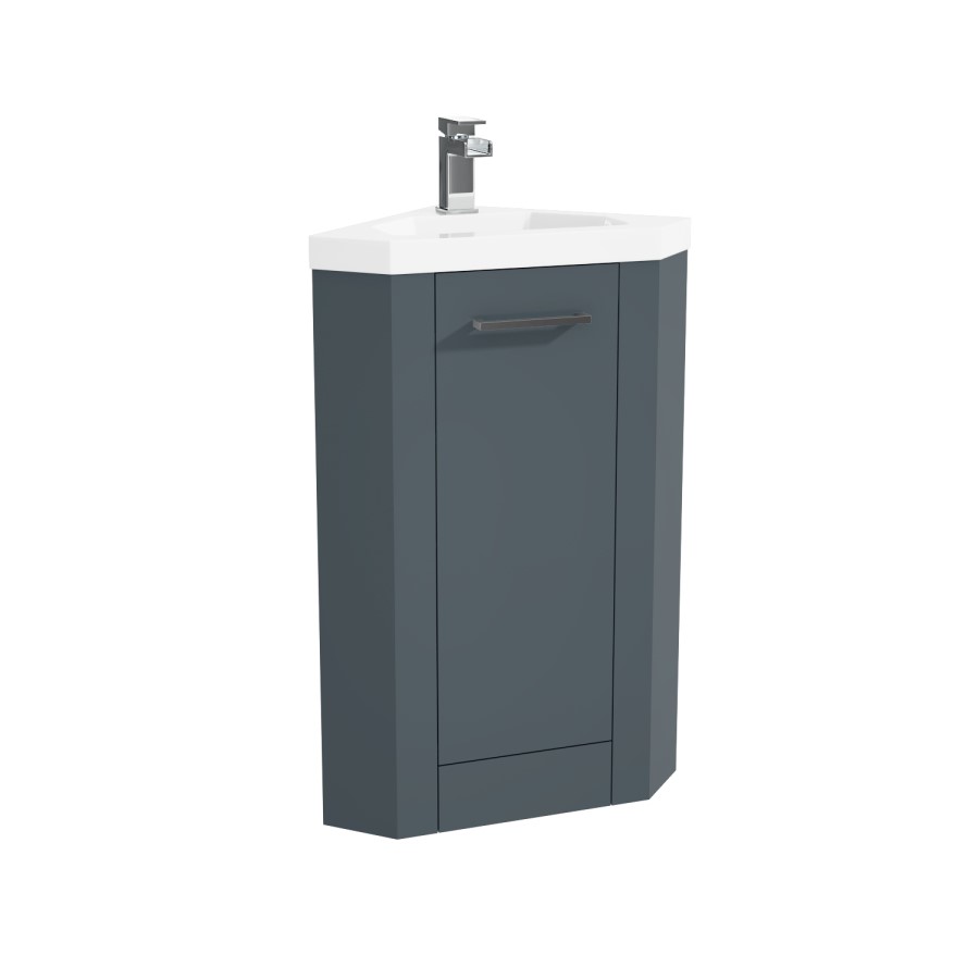 GRADE A1 - 400mm Grey Cloakroom Corner Vanity Unit & Basin - Apollo