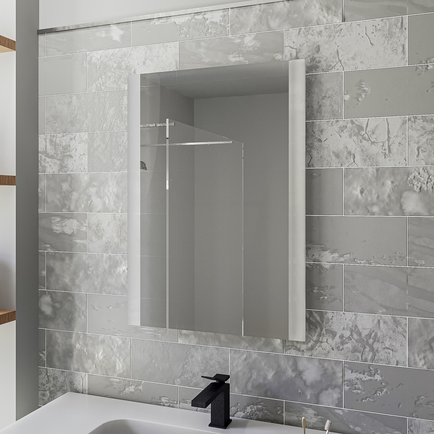 GRADE A1 - Rectangular LED Bathroom Mirror with Demister & Shaver ...