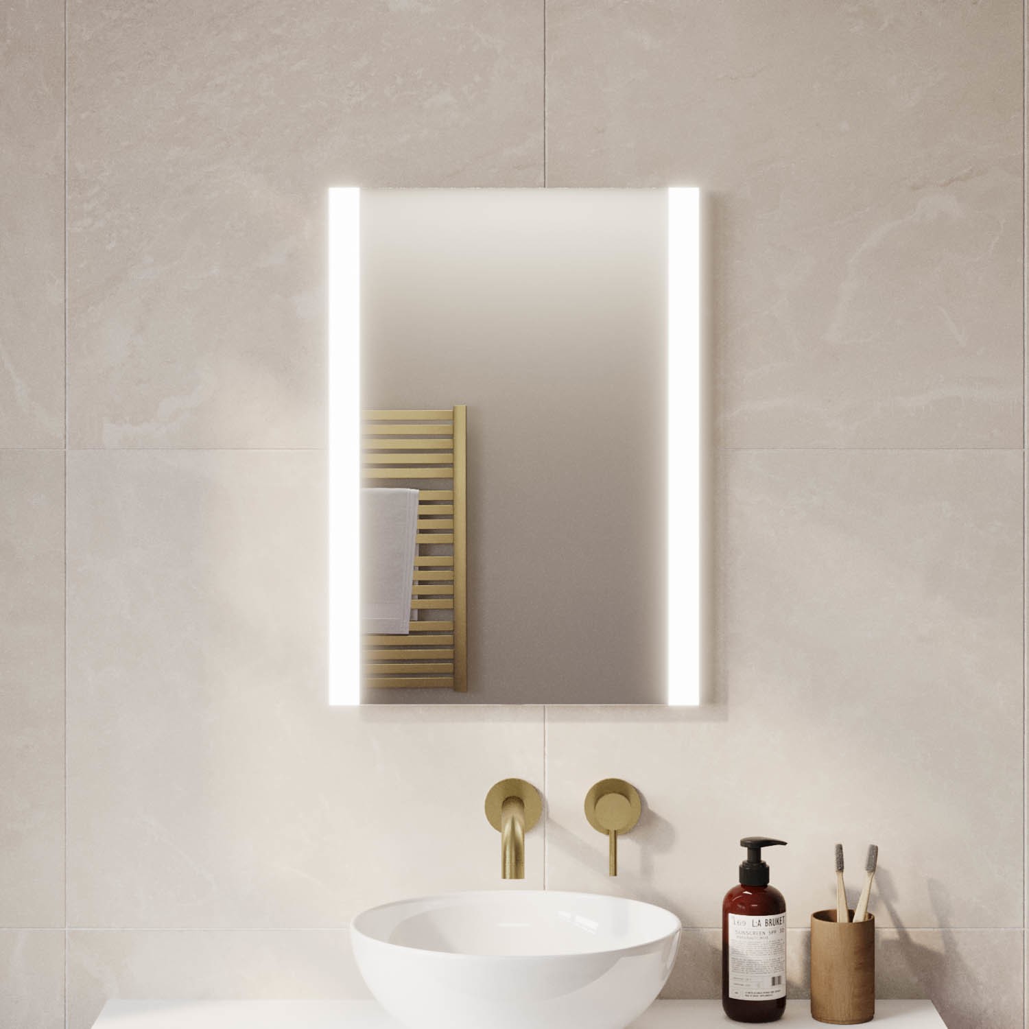 Rectangular LED Bathroom Mirror with Demister & Shaver Socket 500x700mm