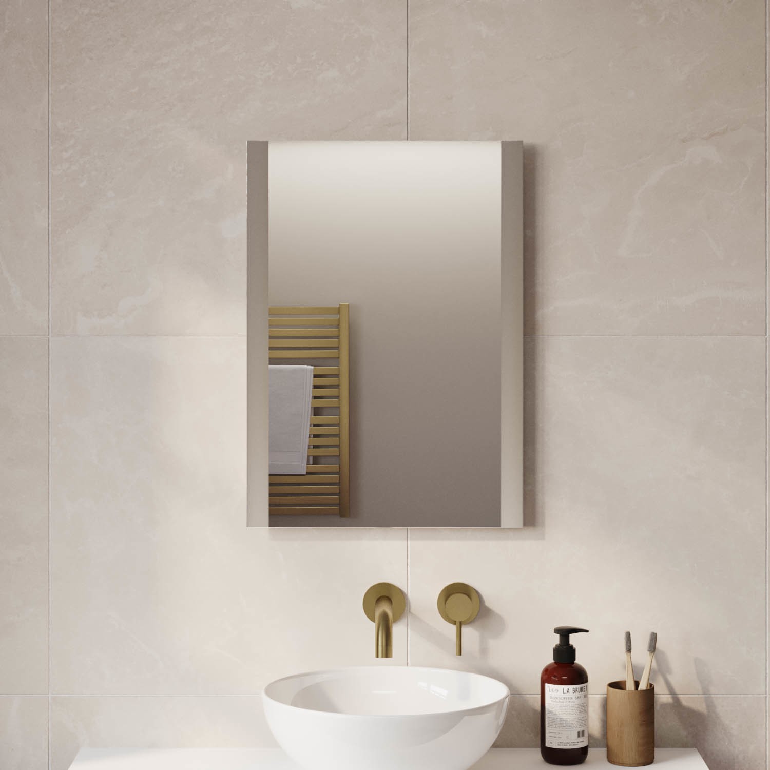 Rectangular Heated Bathroom Mirror with Lights & Shaver Socket 500 x ...