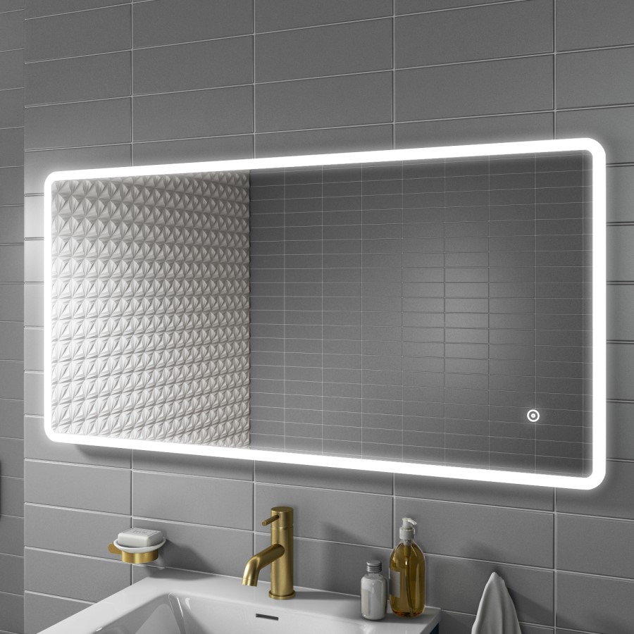GRADE A1 - Ariel 1200 x 600mm Illuminated LED Bathroom Mirror with Demister & Shaver Socket