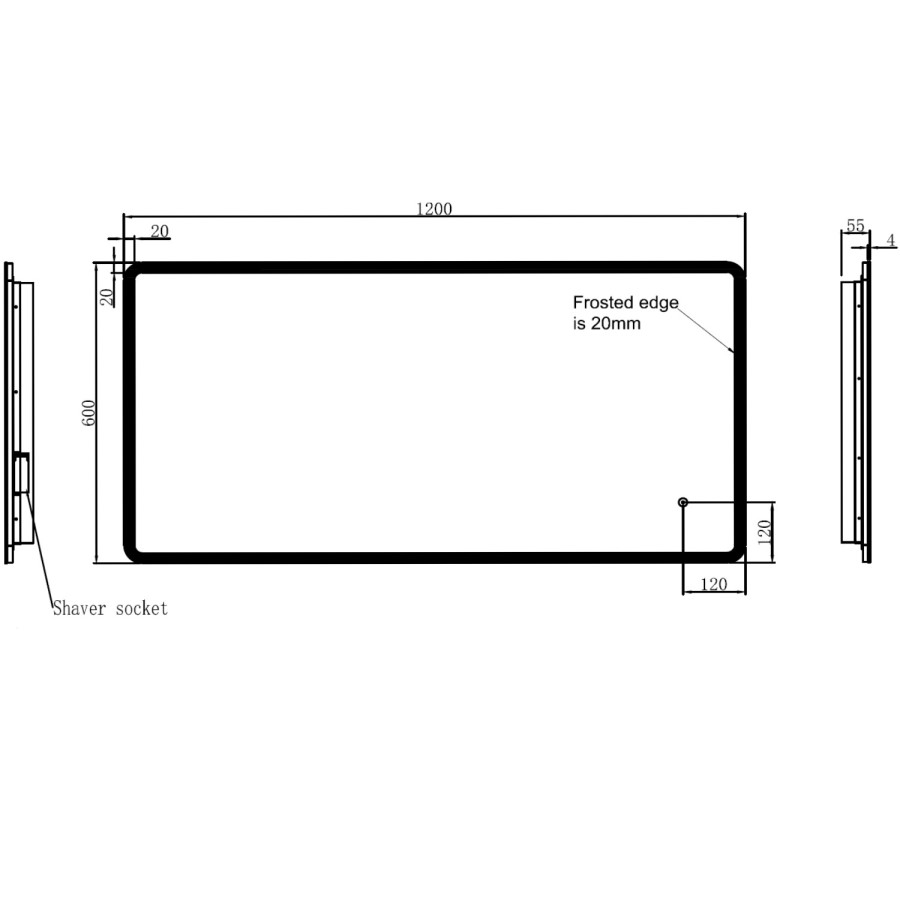 GRADE A1 - Ariel 1200 x 600mm Illuminated LED Bathroom Mirror with Demister & Shaver Socket