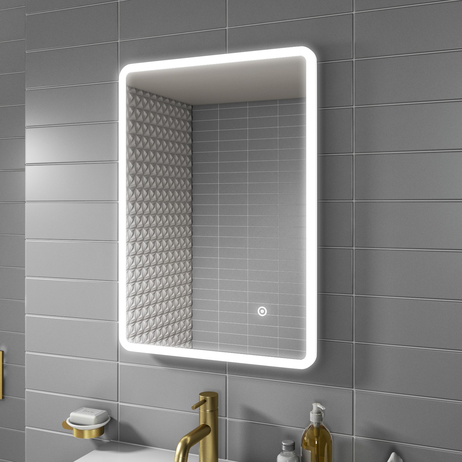 GRADE A1 - Rectangular LED Bathroom Mirror with Demister & Shaver ...