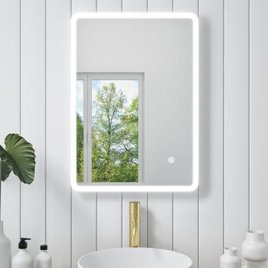 Leyton Lighting Java Illuminated IP44 bathroom mirror 390 x 500mm 38 perimeter LEDs with shaver socket 