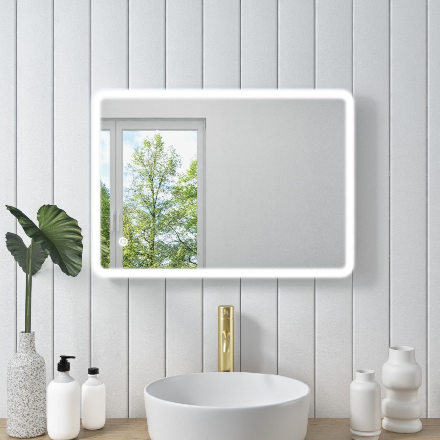 Rectangular LED Bathroom Mirror with Demister & Shaver Socket 500x700mm -Ariel  