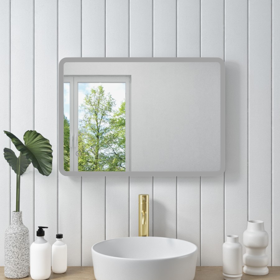Rectangular LED Bathroom Mirror with Demister & Shaver Socket 500x700mm -Ariel  