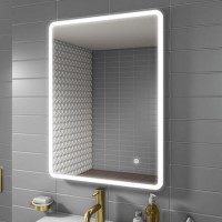 GRADE A1 - Rectangular LED Bathroom Mirror with Demister & Shaver Socket 600x800mm -Ariel  