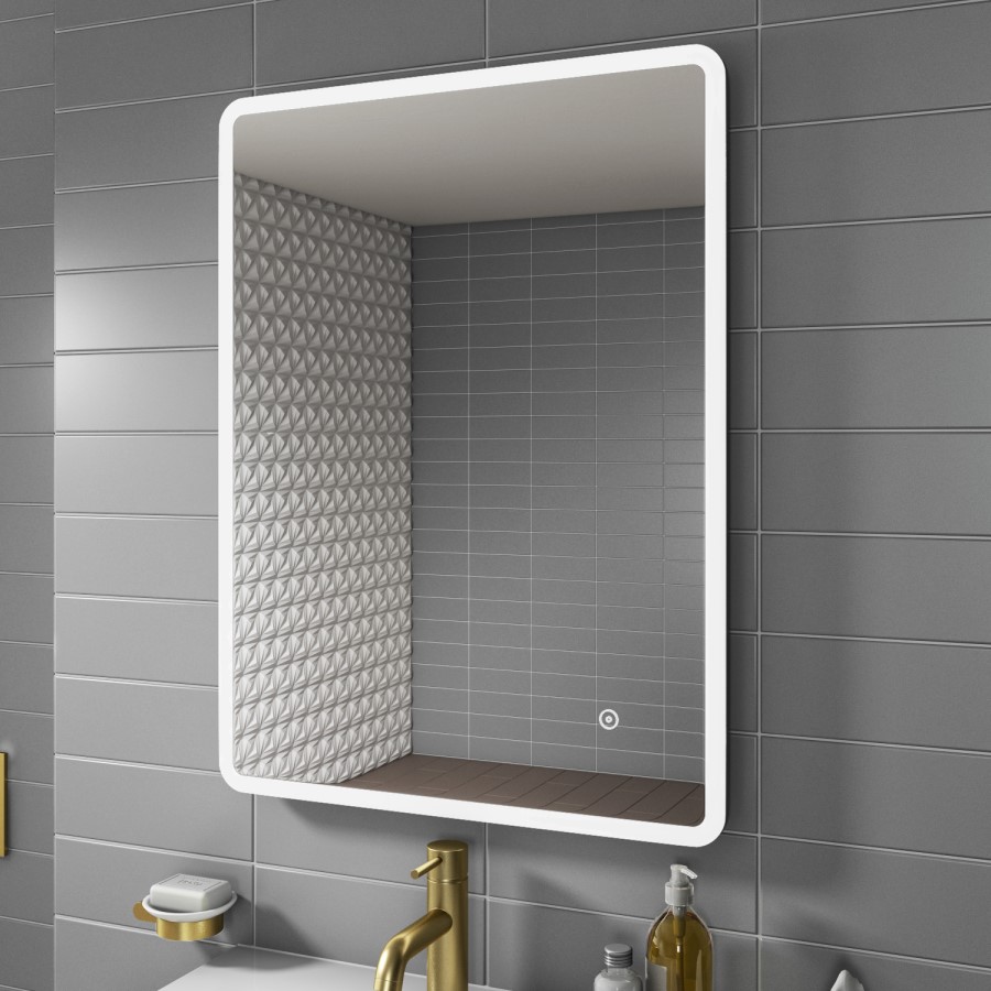 GRADE A1 - Rectangular LED Bathroom Mirror with Demister & Shaver Socket 600x800mm -Ariel  