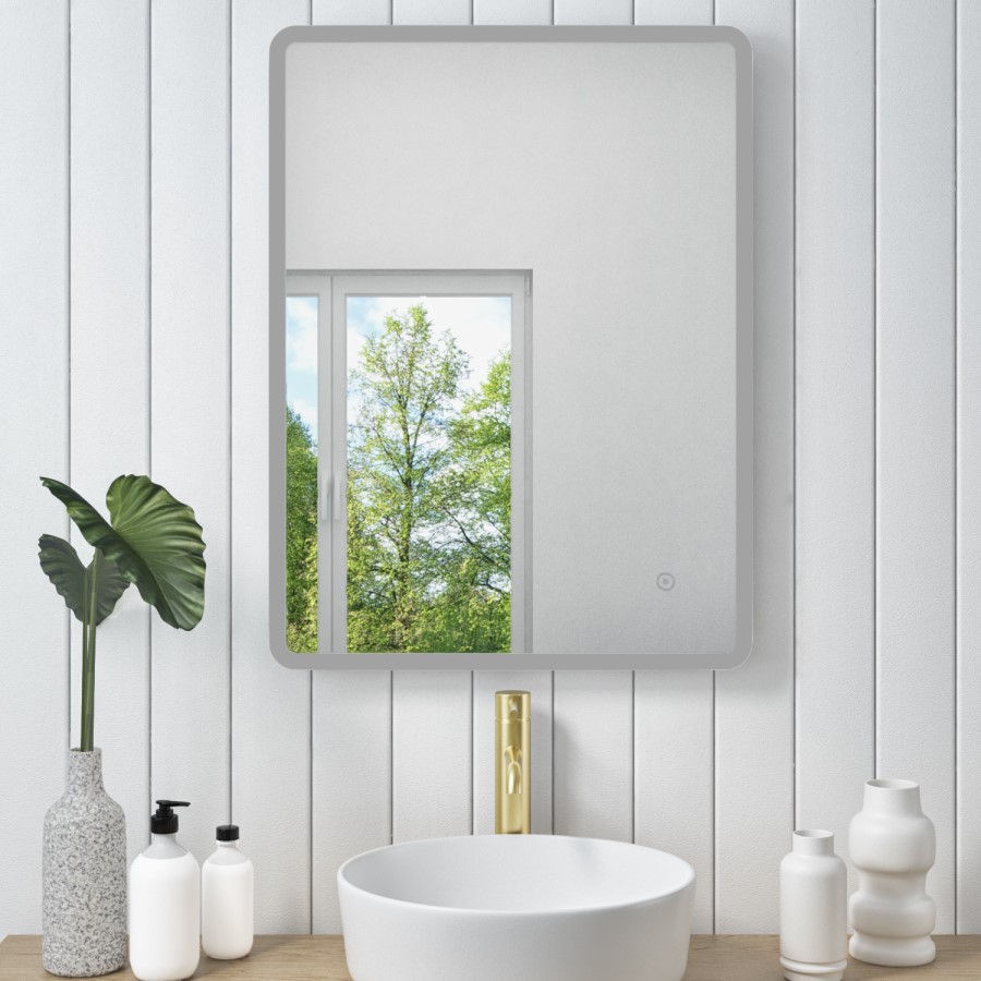 GRADE A2 - Rectangular LED Bathroom Mirror with Demister & Shaver Socket 600x800mm -Ariel 