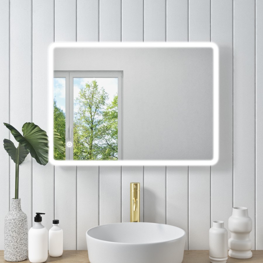 GRADE A2 - Rectangular LED Bathroom Mirror with Demister & Shaver Socket 600x800mm -Ariel 