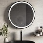 Round Black Heated Bathroom Mirror with Lights 600mm - Antares