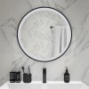 Round Black LED Heated Bathroom Mirror 600mm - Antares