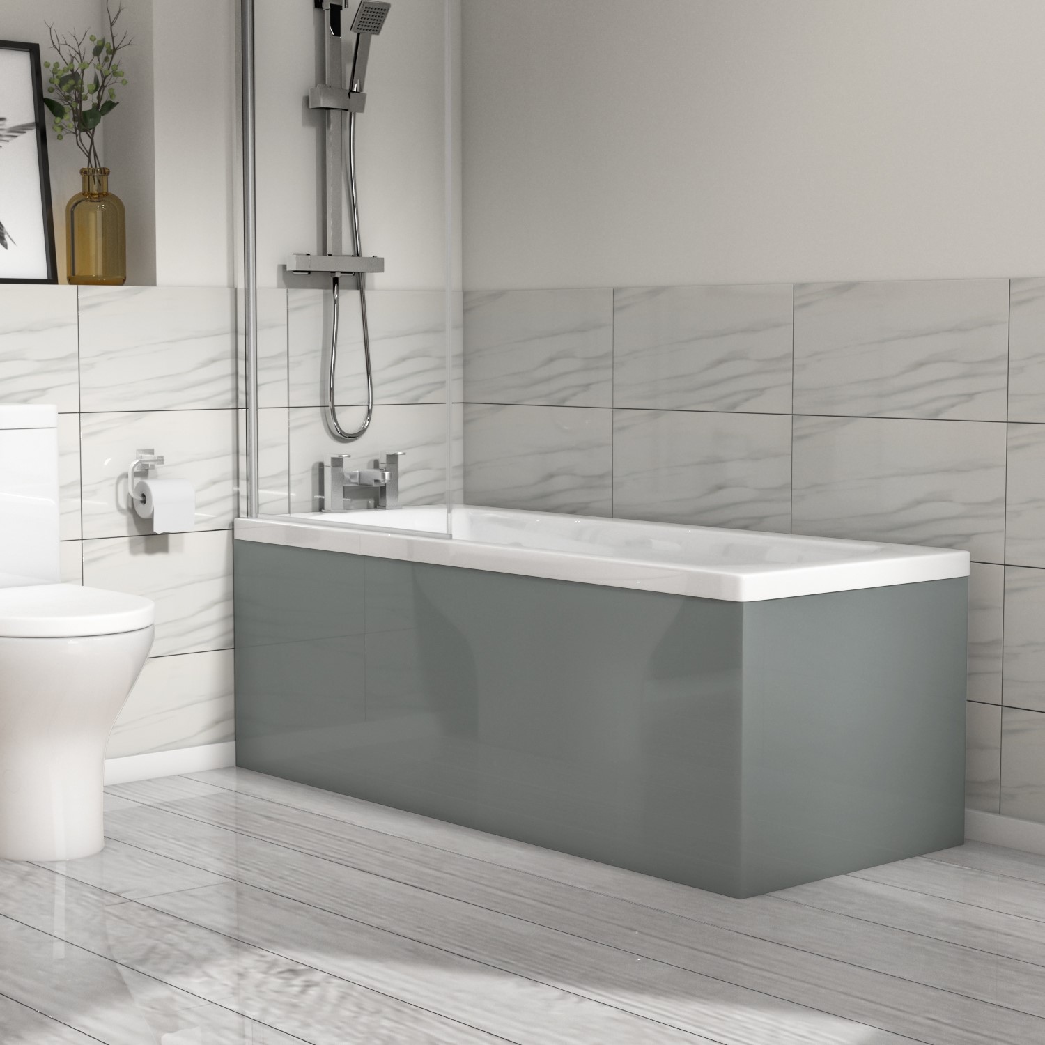 GRADE A1 1500mm Light Grey Front Bath Panel Pendle Better Bathrooms grade-a1-1500mm-light-grey-front-bath-panel-pendle-better-bathrooms