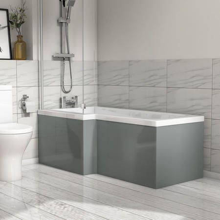 Wooden Light Grey L Shape Front Bath Panel - Pendle - Better Bathrooms