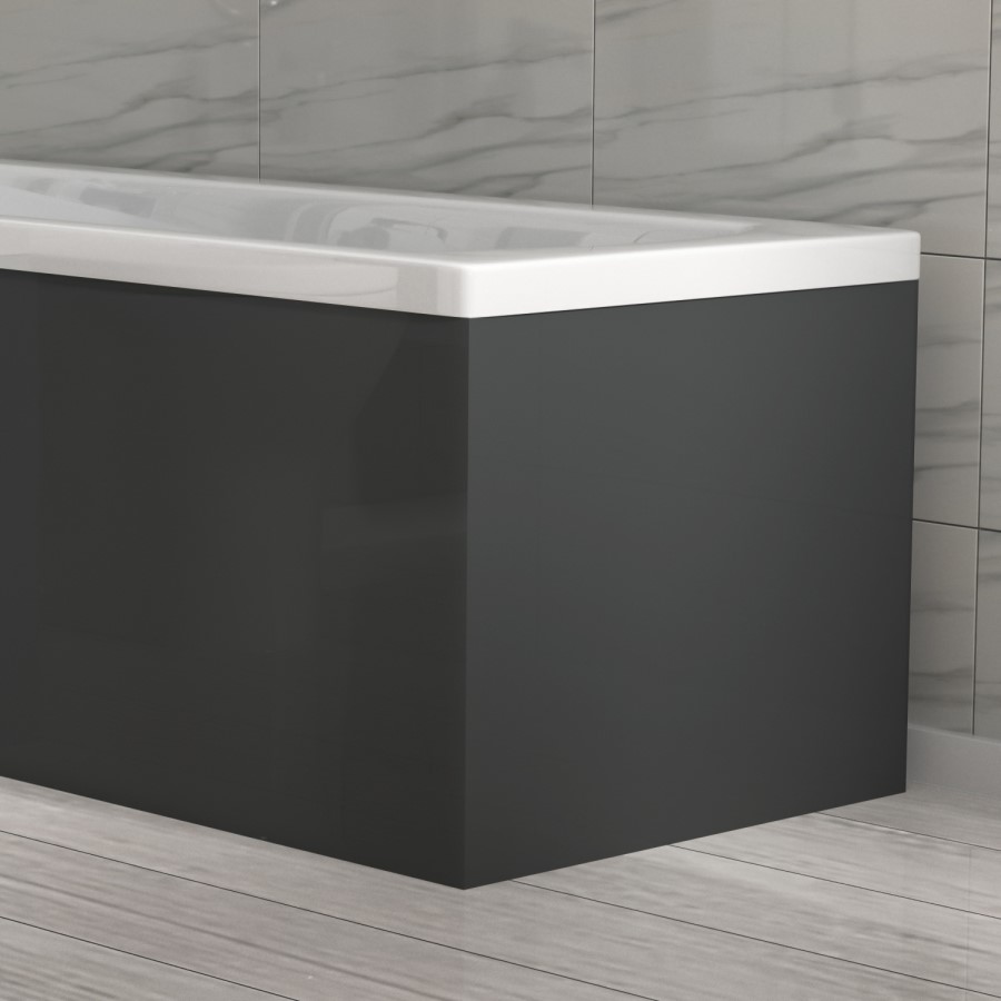 700mm Wooden Dark Grey L Shape End Bath Panel - Pendle