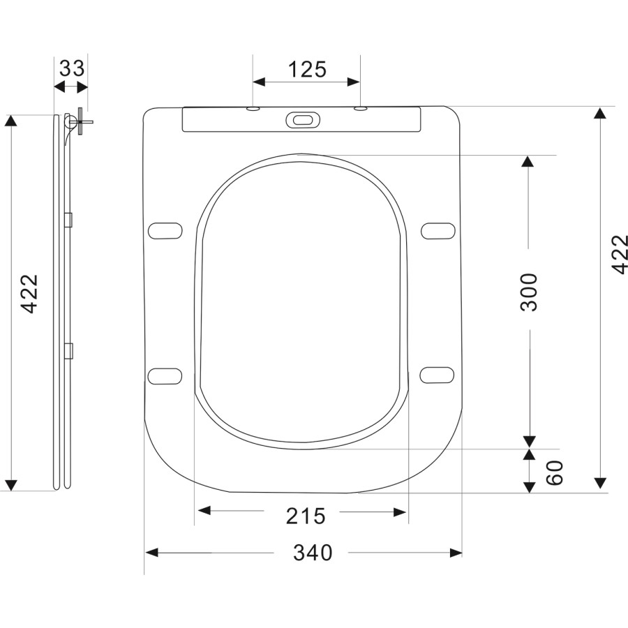 White Square Soft Close Toilet Seat with Quick Release - Boston