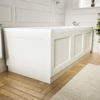 GRADE A1 - 800mm Ivory White Wooden Bath End Panel - Ashbourne