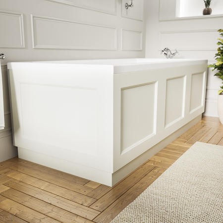 GRADE A1 - 800mm Ivory White Wooden Bath End Panel - Ashbourne - Better Bathrooms