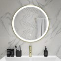 A1/BeBa_27577 ONLY OPENED - Round Brass LED Bathroom Mirror with Demister 600mm -Antares 