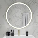 A1/BeBa_27578 GRADE A1 - Round Brass LED Bathroom Mirror with Demister 800mm - Antares 