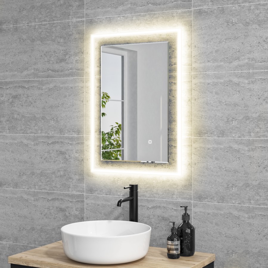 Rectangular LED Bathroom Mirror with Demister 500 x 700mm -Izar  