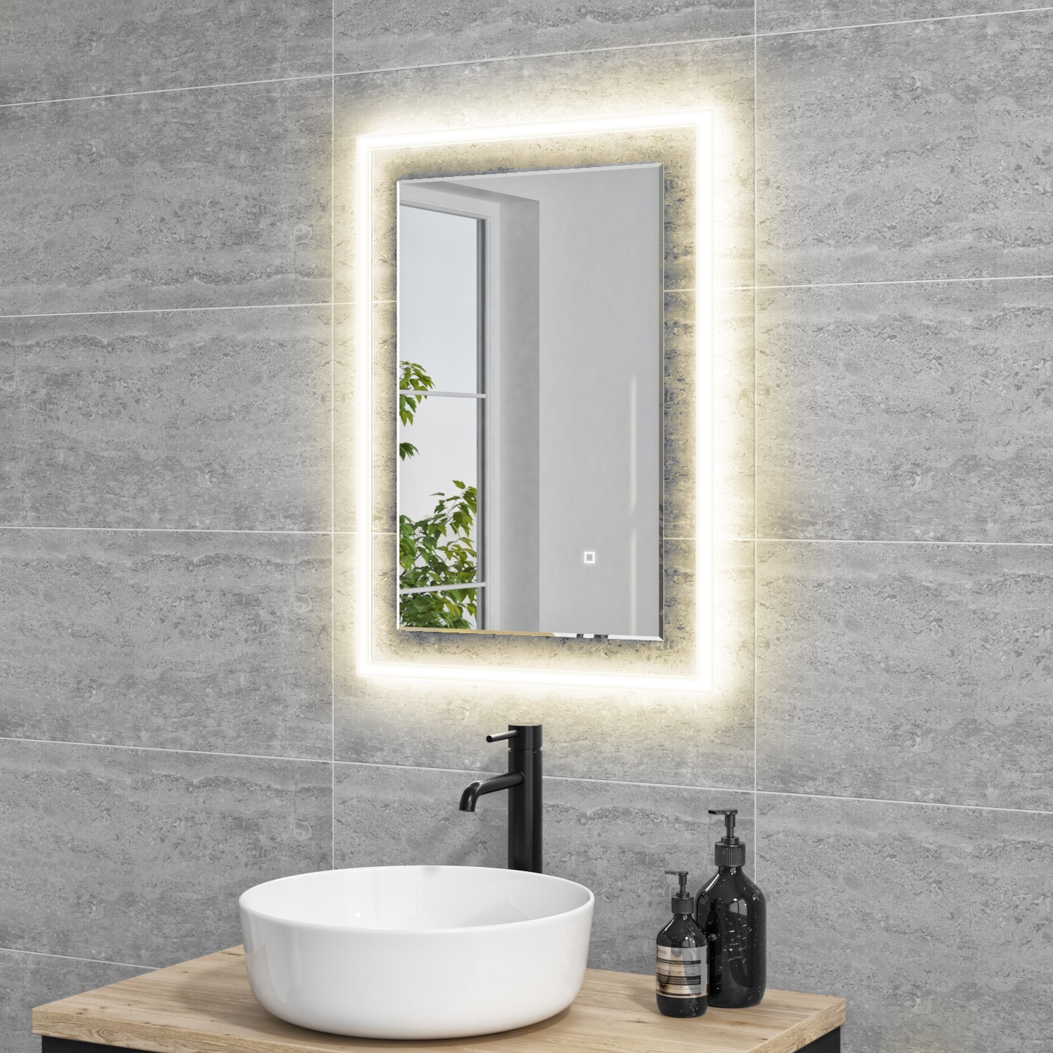 Rectangular LED Bathroom Mirror with Demister 500 x 700mm -Izar ...