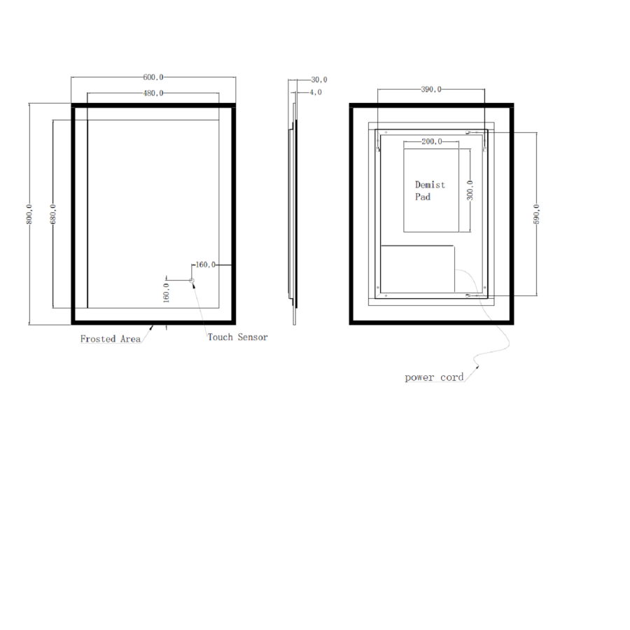 GRADE A1 - Rectangular Double Border LED Bathroom Mirror with Demister 600x800mm -Izar  