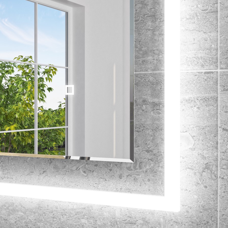 Rectangular LED Bathroom Mirror with Demister 1000 x 600mm - Izar 