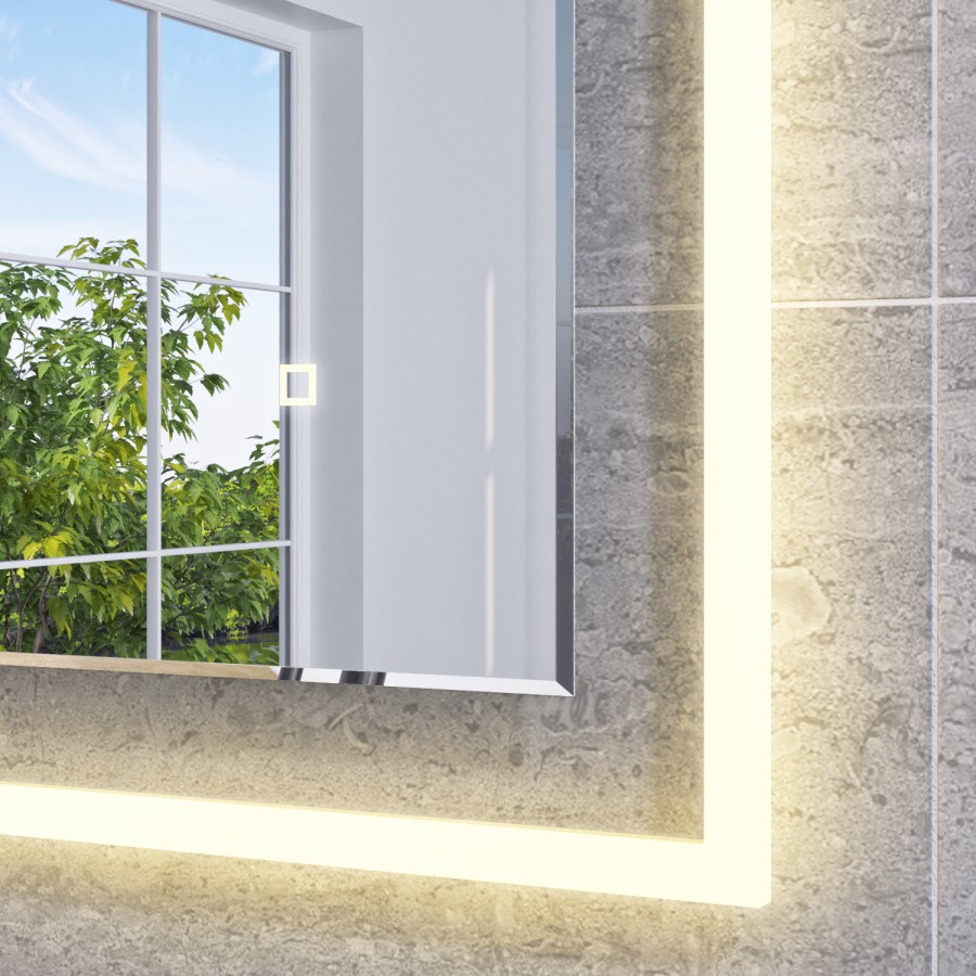 Rectangular LED Bathroom Mirror with Demister 1000 x 600mm - Izar 
