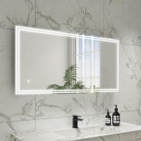 GRADE A1 - Rectangular Double Border LED Bathroom Mirror with Bluetooth & Demister 1200x600mm -Antila 