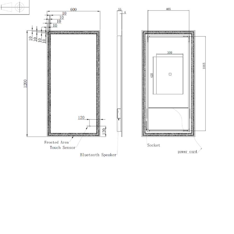 GRADE A1 - Rectangular Double Border LED Bathroom Mirror with Bluetooth & Demister 1200x600mm -Antila 