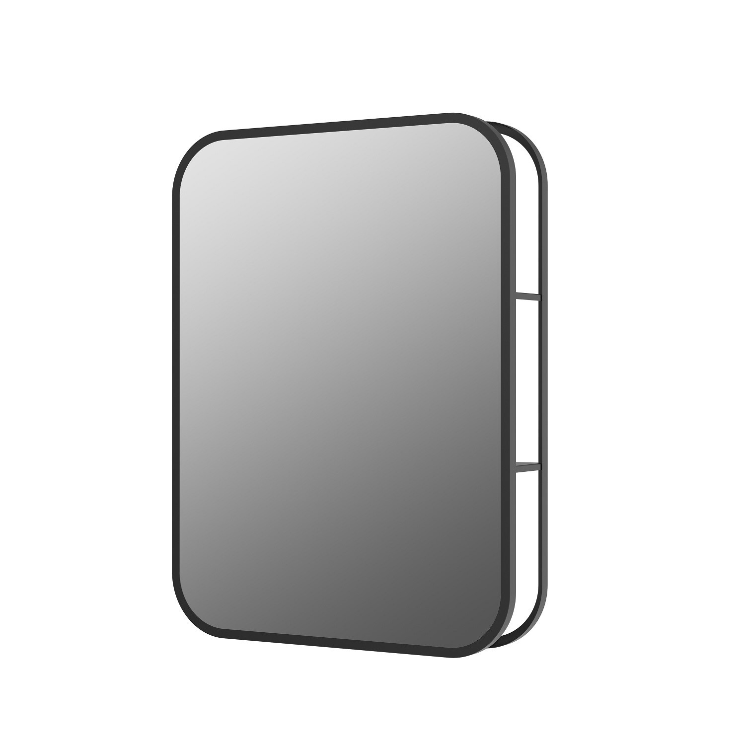 Rectangular Black Industrial Bathroom Mirror with Shelf 600x800mm -Lyra ...