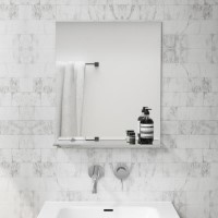 Rectangular Bathroom Mirror with Glass Shelf 500 x 600mm - Meissa 