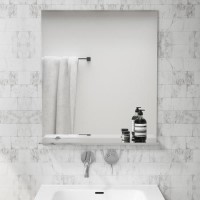 GRADE A1 - Rectangular Bathroom Mirror with Glass Shelf 600 x 700mm - Meissa 