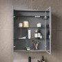 Double Door Chrome Mirrored Bathroom Cabinet with Lights 600 x 700mm - Capricorn